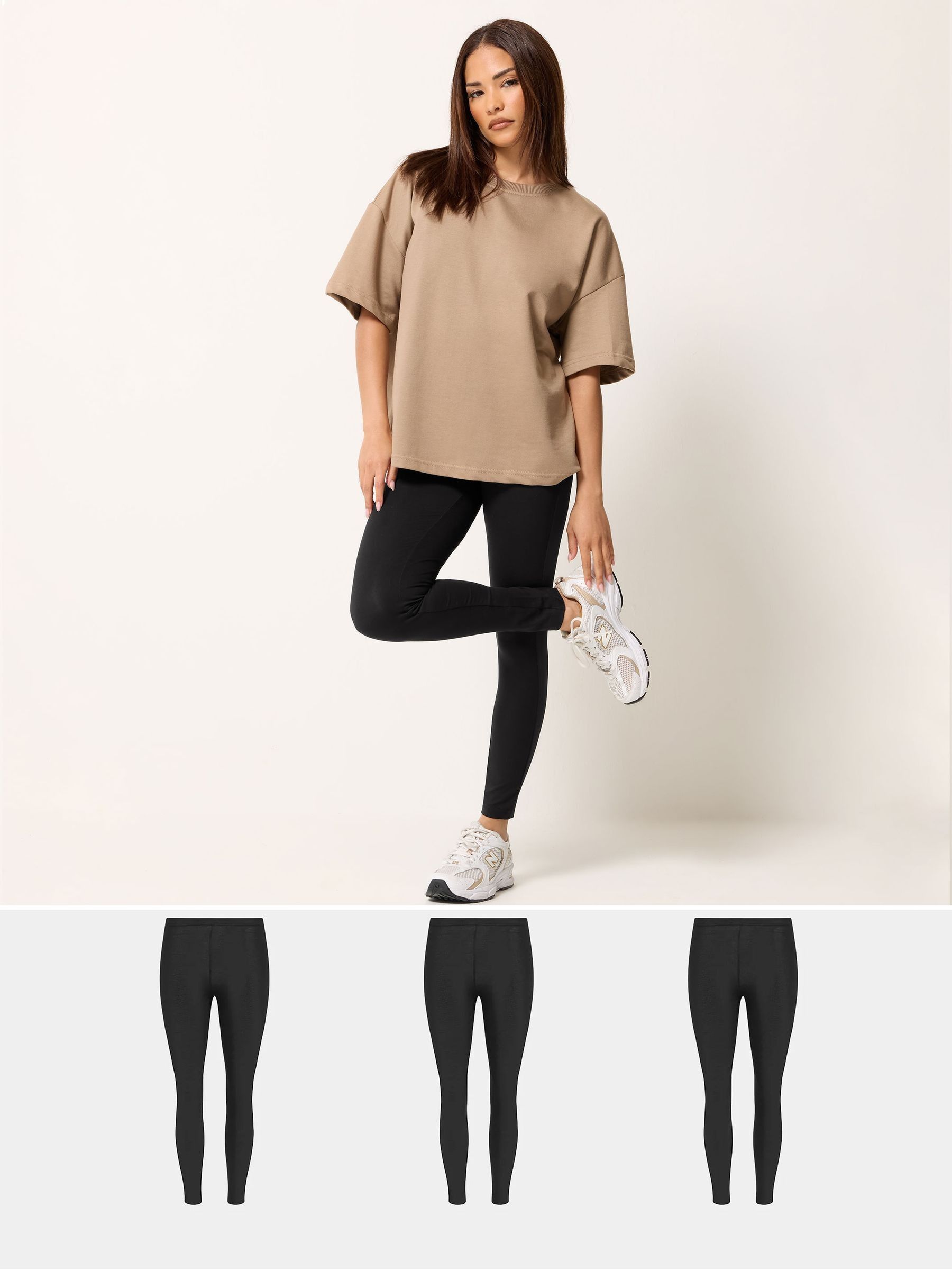 Pixiegirl Women's Black Petite 3 Pack Cotton Leggings In | Size: 18 - Image 2