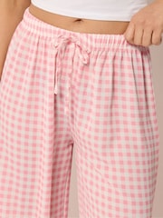 PixieGirl Petite Pink Gingham Wide Leg Trousers - Image 4 of 5