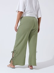 Yours Curve Green Gingham Tie Side Trousers - Image 4 of 6