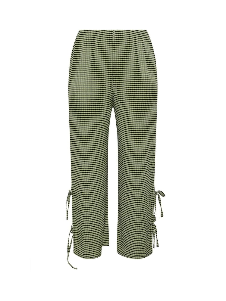 Yours Curve Green Gingham Tie Side Trousers - Image 6 of 6