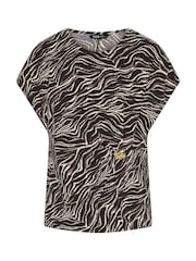 Yours Curve Brown Zebra Print All Over Print Grown On Trim Twist Top - Image 2 of 2