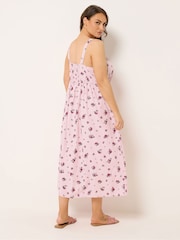Yours Curve Pink Linen Blend Milkmaid Dress - Image 3 of 5