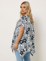 Yours Curve Blue Hanky Hem Blouse - Image 3 of 5