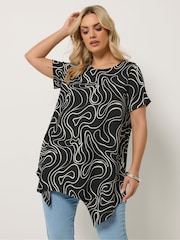 Yours Curve Black Hanky Hem Blouse - Image 1 of 5