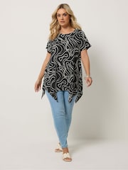 Yours Curve Black Hanky Hem Blouse - Image 2 of 5