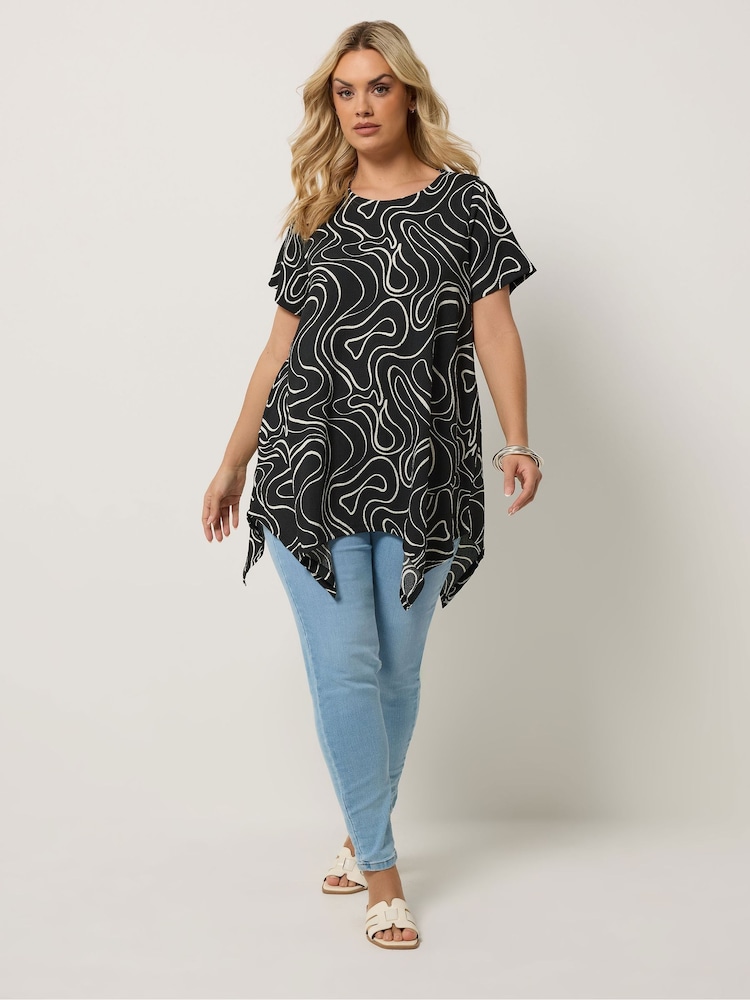 Yours Curve Black Hanky Hem Blouse - Image 2 of 5