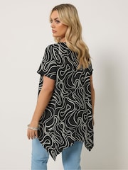 Yours Curve Black Hanky Hem Blouse - Image 3 of 5
