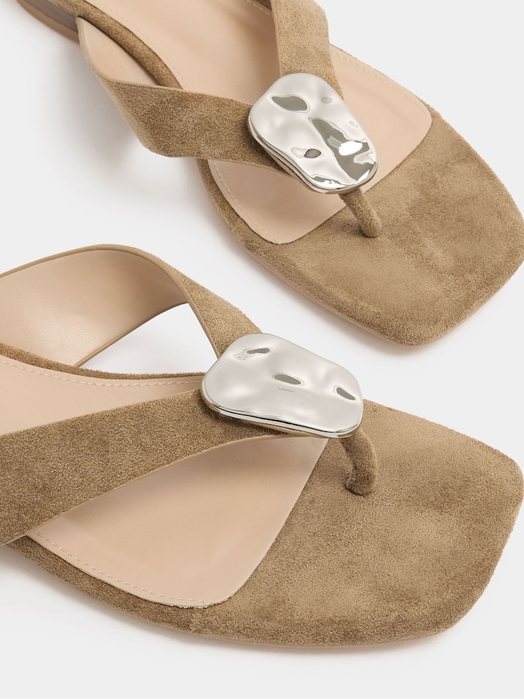 Long Tall Sally Natural Hammered Trim Sandals - Image 5 of 5 Long Tall Sally Natural Hammered Trim Sandals - Image 5 of 5