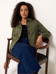 M&Co Green Button Up Faux Suede Jacket - Image 1 of 5