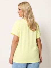 Yours Curve Yellow Appliqué Daisy T-Shirt - Image 2 of 4