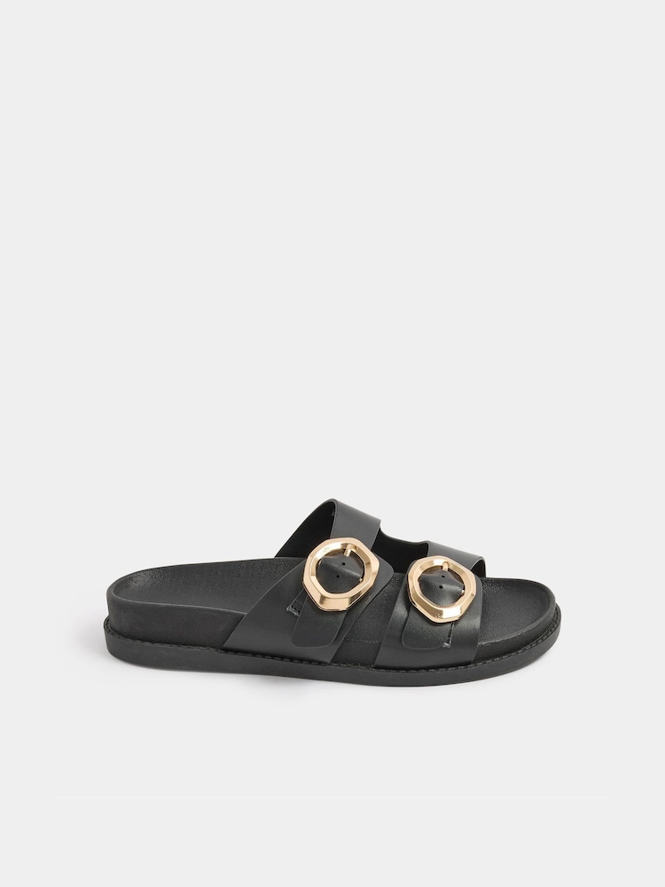 Yours Curve Extra-Wide Fit Brushed Buckle Mules - 圖片 2/5