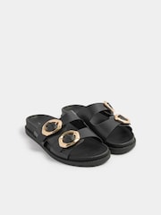 Yours Curve Extra-Wide Fit Brushed Buckle Mules - 圖片 3/5