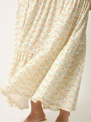 PixieGirl Petite Orange Ditsy Short Sleeve Tiered Maxi Dress - Image 4 of 5