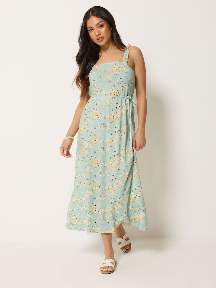 PixieGirl Petite Green Ditsy Ruched Strap Maxi Dress - Image 2 of 5 PixieGirl Petite Green Ditsy Ruched Strap Maxi Dress - Image 2 of 5