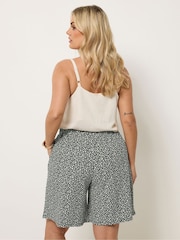 Yours Curve Black Ditsy Print Jersey Shorts - Image 3 of 5