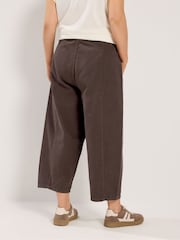 Yours Curve Brown Barrel Leg Cropped Trousers - Image 3 of 5