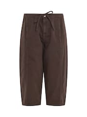 Yours Curve Brown Barrel Leg Cropped Trousers - Image 5 of 5
