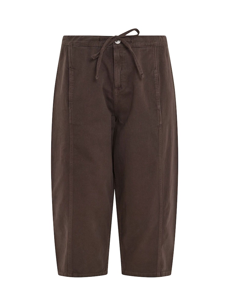 Yours Curve Brown Barrel Leg Cropped Trousers - Image 5 of 5 Yours Curve Brown Barrel Leg Cropped Trousers - Image 5 of 5