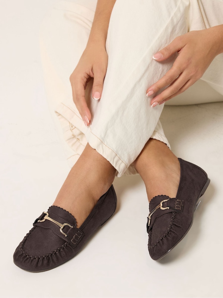 Yours Curve Brown Extra Wide Fit Faux Suede Loafers - Image 1 of 1 Yours Curve Brown Extra Wide Fit Faux Suede Loafers - Image 1 of 1