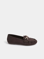 Yours Curve Brown Extra Wide Fit Faux Suede Loafers - Image 3 of 5
