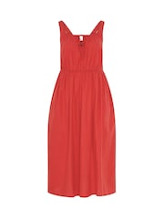 Yours Curve Red Linen Blend Milkmaid Dress - Image 5 of 5