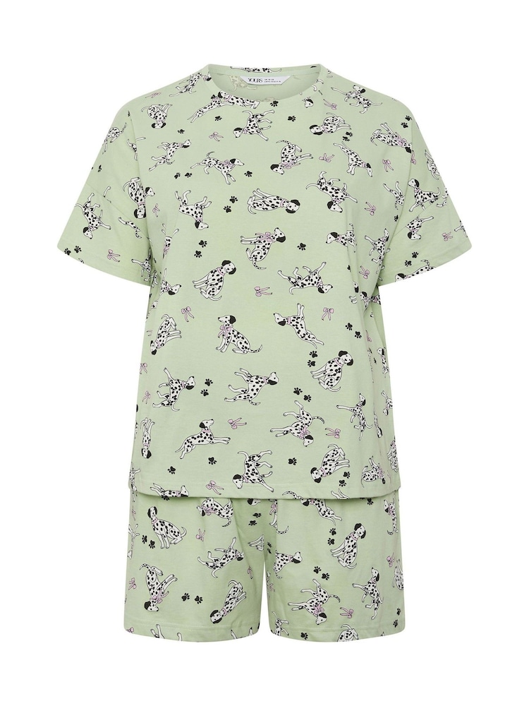 Yours Curve Green Dalmatians Short Sleeve Pyjamas Set - Image 5 of 5