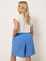 Yours Curve Blue Jersey Shorts - Image 3 of 5