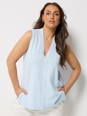 Yours Curve Blue Knitted Waistcoat - Image 1 of 5