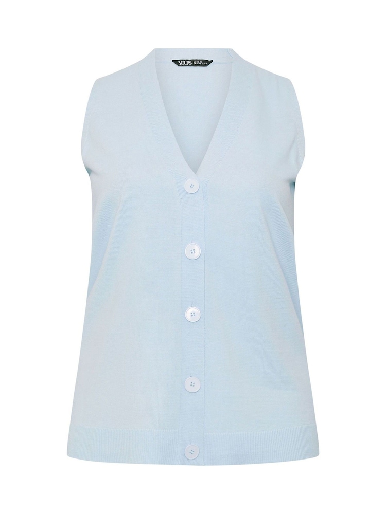 Yours Curve Blue Knitted Waistcoat - Image 5 of 5