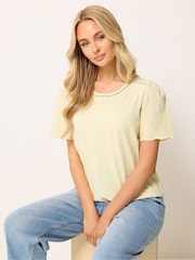 M&Co Yellow Embroidered Sleeve T-Shirt - Image 1 of 5