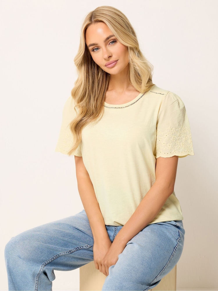 M&Co Yellow Embroidered Sleeve T-Shirt - Image 1 of 5