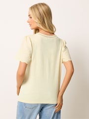 M&Co Yellow Embroidered Sleeve T-Shirt - Image 3 of 5
