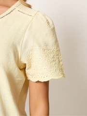 M&Co Yellow Embroidered Sleeve T-Shirt - Image 4 of 5