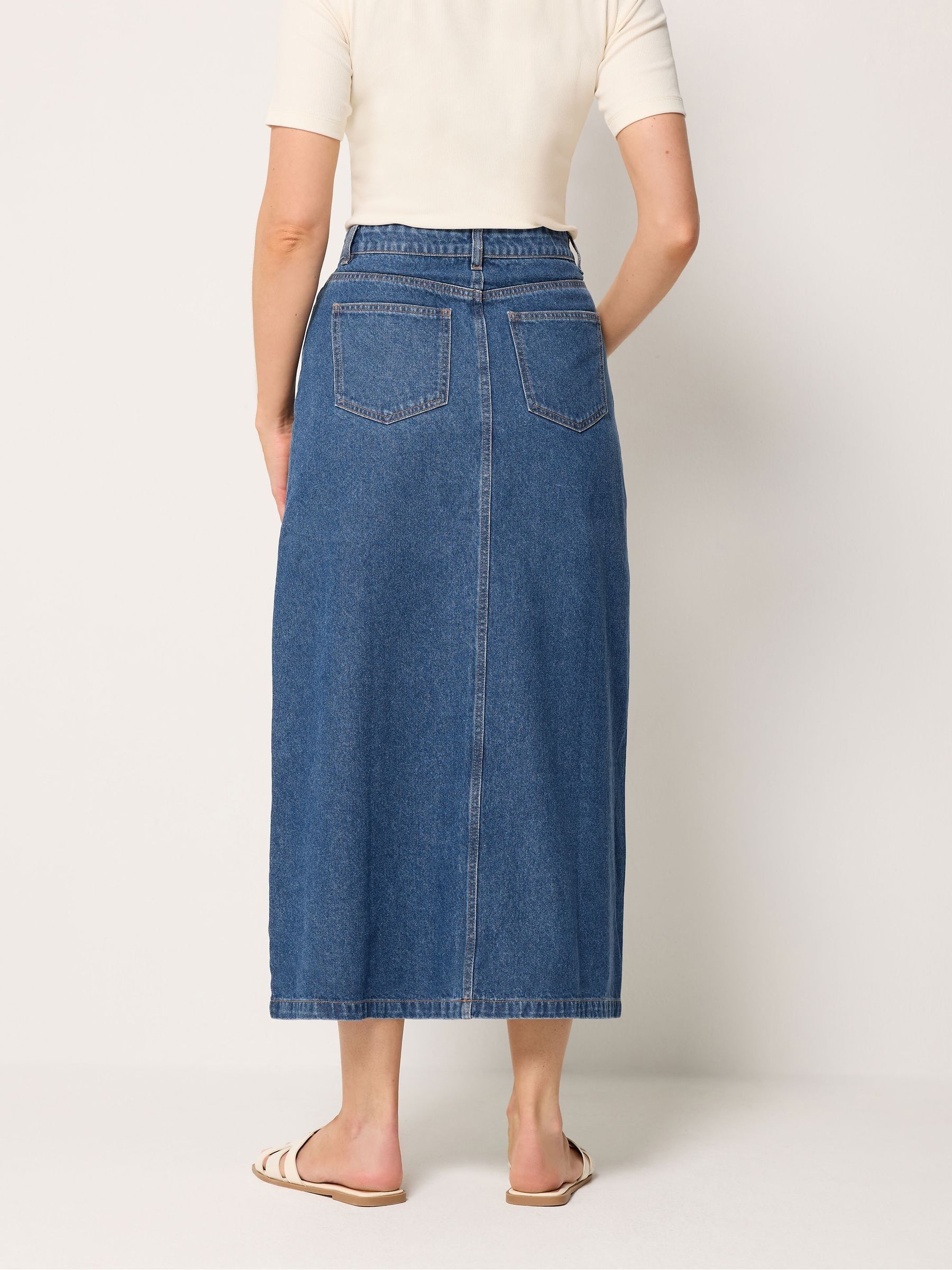 Buy Long Tall Sally Blue Button Denim Maxi Skirt from Next USA