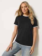 Long Tall Sally Black Faux Layer T-Shirt - Image 1 of 5