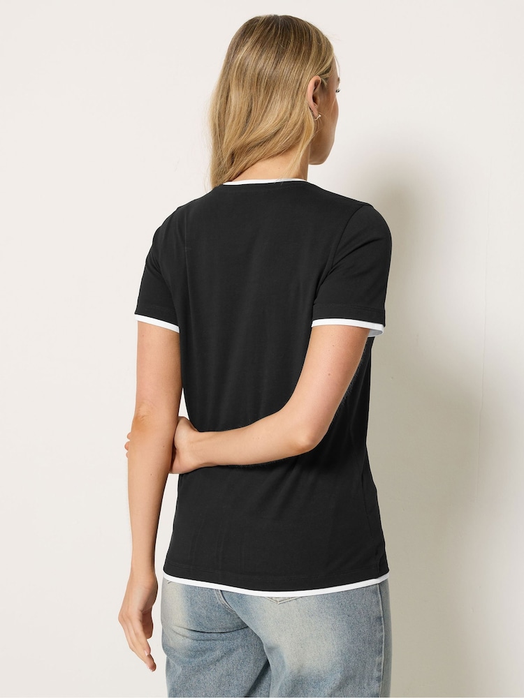 Long Tall Sally Black Faux Layer T-Shirt - Image 2 of 5