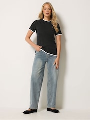 Long Tall Sally Black Faux Layer T-Shirt - Image 3 of 5