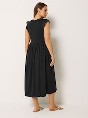 Yours Curve Black Broderie Sleeve Midaxi Dress - Image 3 of 4