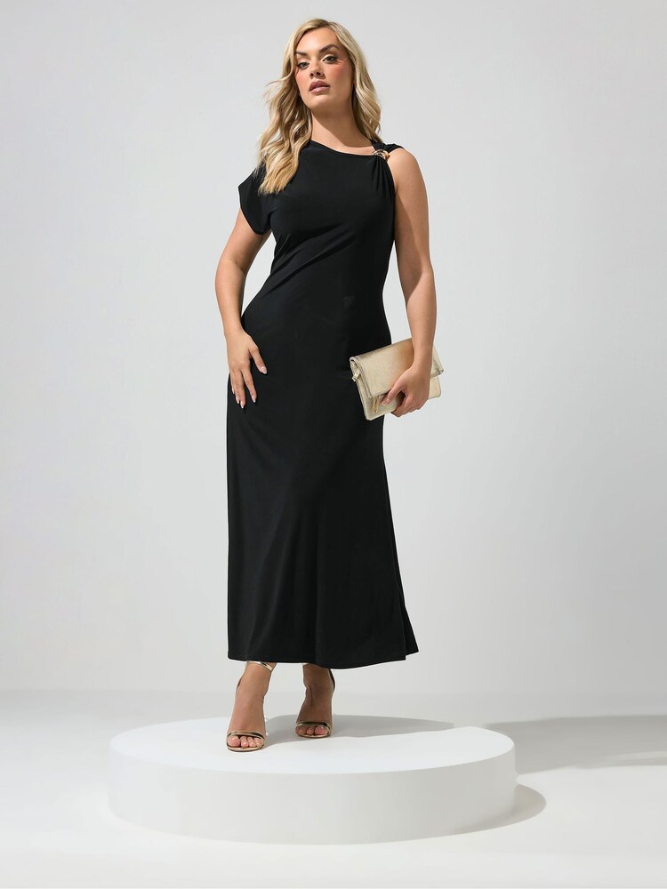 Yours Curve Black London Buckle Shoulder Dress - Image 1 of 5