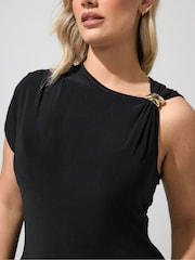 Yours Curve Black London Buckle Shoulder Dress - Image 4 of 5