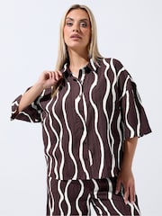 Yours Curve Brown Limited Cotton Shirt - Image 1 of 5