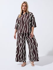 Yours Curve Brown Limited Cotton Shirt - Image 2 of 5