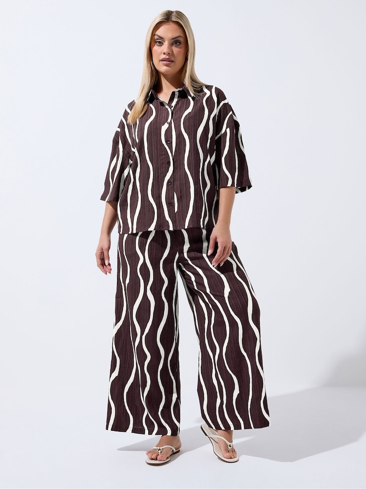 Yours Curve Brown Limited Cotton Shirt - Image 2 of 5 Yours Curve Brown Limited Cotton Shirt - Image 2 of 5