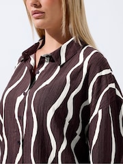 Yours Curve Brown Limited Cotton Shirt - Image 4 of 5