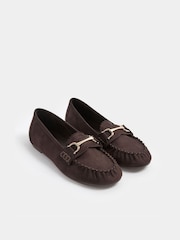 Yours Curve Brown Wide Fit Faux Suede Loafers - Image 2 of 5