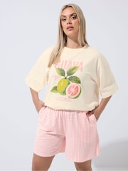Yours Curve Pink Limited Gingham Jersey Shorts - Image 1 of 5