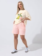 Yours Curve Pink Limited Gingham Jersey Shorts - Image 3 of 5