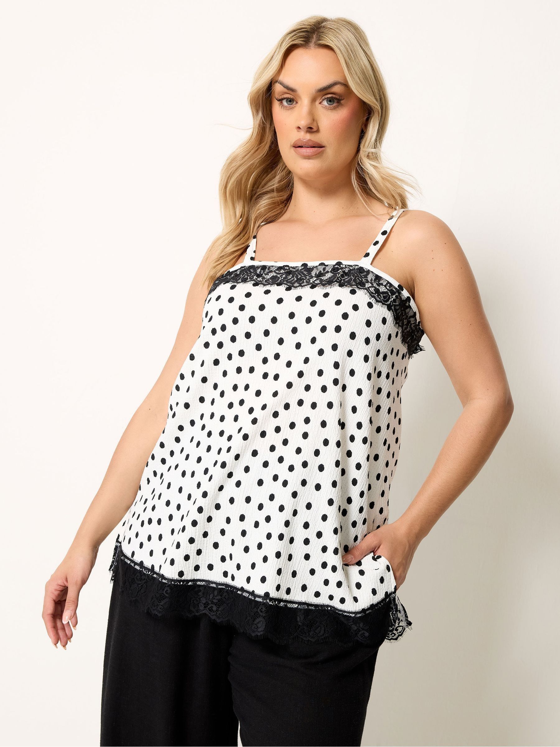 Buy Yours Curve White Lace Trim Texture Vest from Next USA