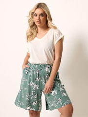 Yours Curve Green Jersey Shorts - Image 1 of 5