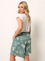 Yours Curve Green Jersey Shorts - Image 3 of 5